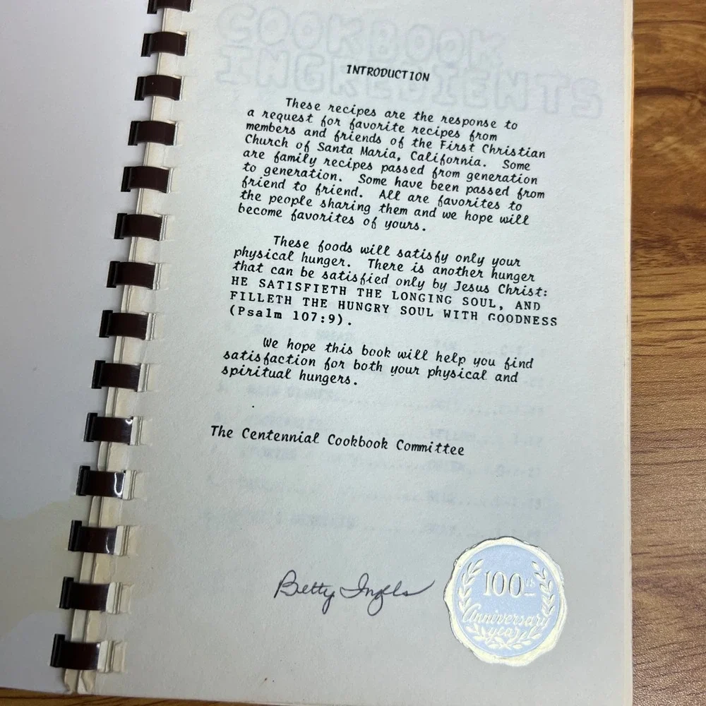 Vtg One Hundred Years Good Cooking Centennial Cookbook 1882-1982 Santa Maria CA